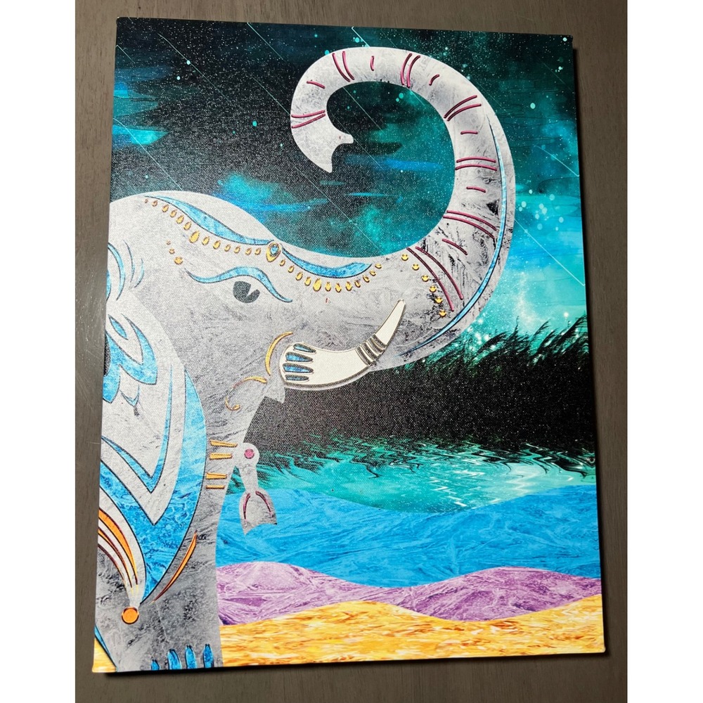 Bohemian Elephant Canvas Wall Art Celestial Starry Night Decor A69-30+40-2